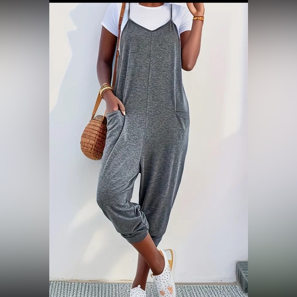Casual Grey Knit Jumpsuit - Relaxed Women’s Romper